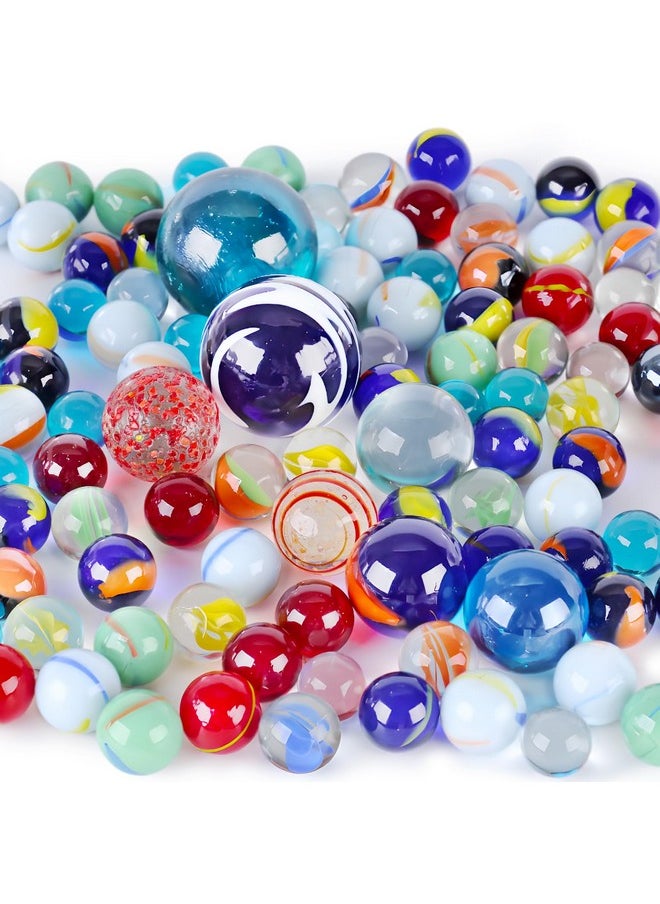 180Pcs Marbles Games For Kids，Assorted Size Glass Marbles Bulks For Marbles Run Games Colored Marbles For Vase 2-4 Player Games