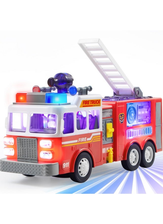 Led Fire Truck Toy For Toddlers - Led Projections & Sirens, Bump And Go Fire Engine Trucks With Mode Switch & Volume Control, Boys&Girls Firetruck, Kids Birthday