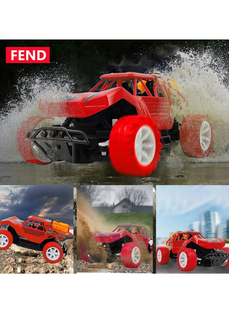 Fend Rechargable Remote Control Water Spray Runner Climbing Car with Rear Fog LED Light for Kids Red