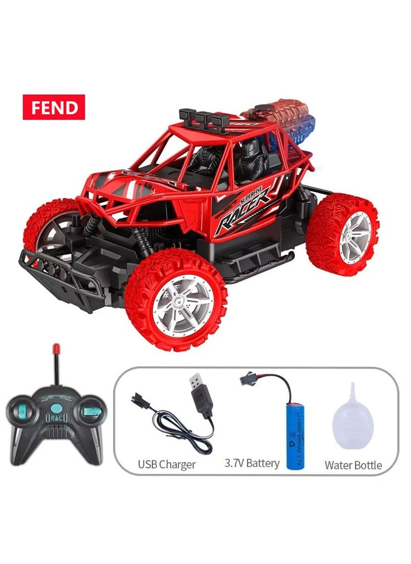 Fend Rechargable Remote Control Water Spray Runner Climbing Car with Rear Fog LED Light for Kids Red