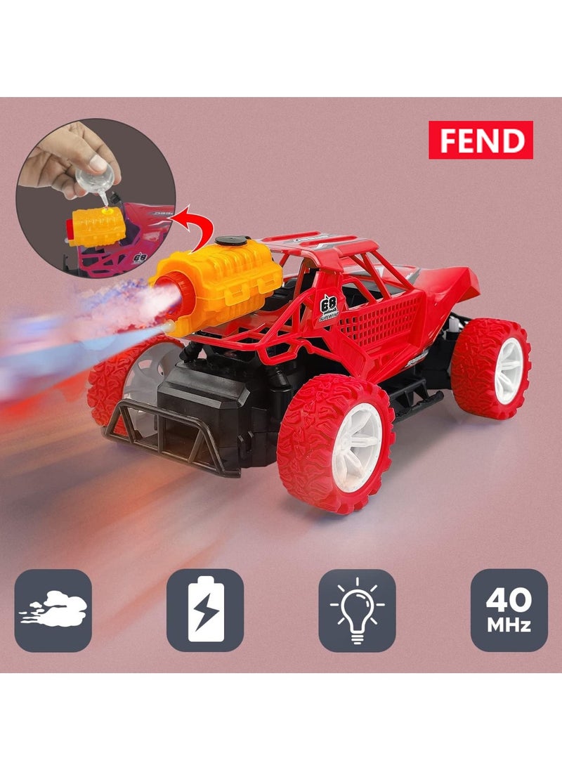 Fend Rechargable Remote Control Water Spray Runner Climbing Car with Rear Fog LED Light for Kids Red