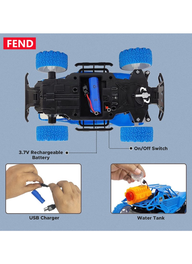 Fend Rechargable Remote Control Water Spray Runner Climbing Car with Rear Fog LED Light for Kids Blue