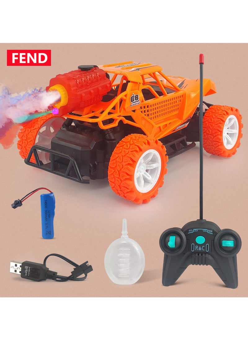 Fend Rechargable Remote Control Water Spray Runner Climbing Car with Rear Fog LED Light for Kids Orange