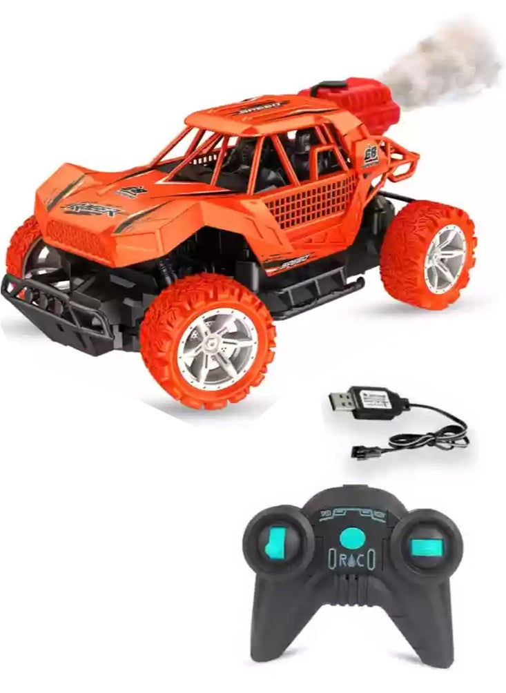 Fend Rechargable Remote Control Water Spray Runner Climbing Car with Rear Fog LED Light for Kids Orange