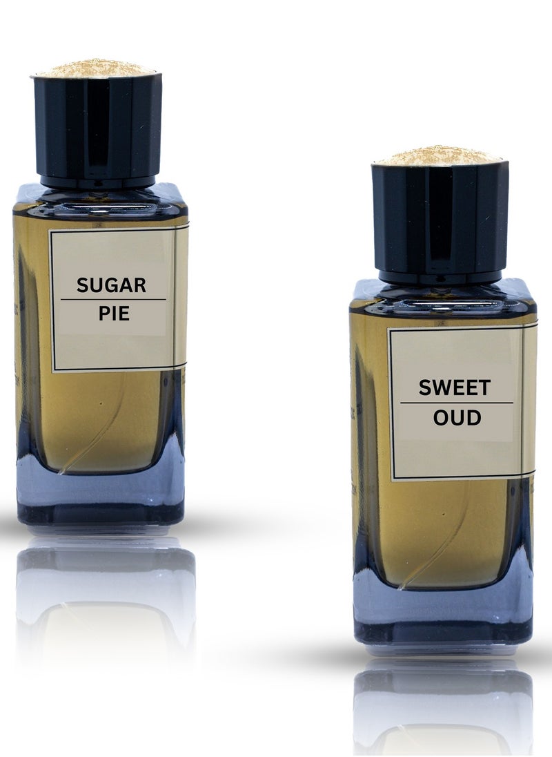 True Essence Combo Pack Of 2 Royal Collection Sugar Pie And Sweet Oud 100 ml Eau De Parfum For Unisex 3.4 FL.OZ