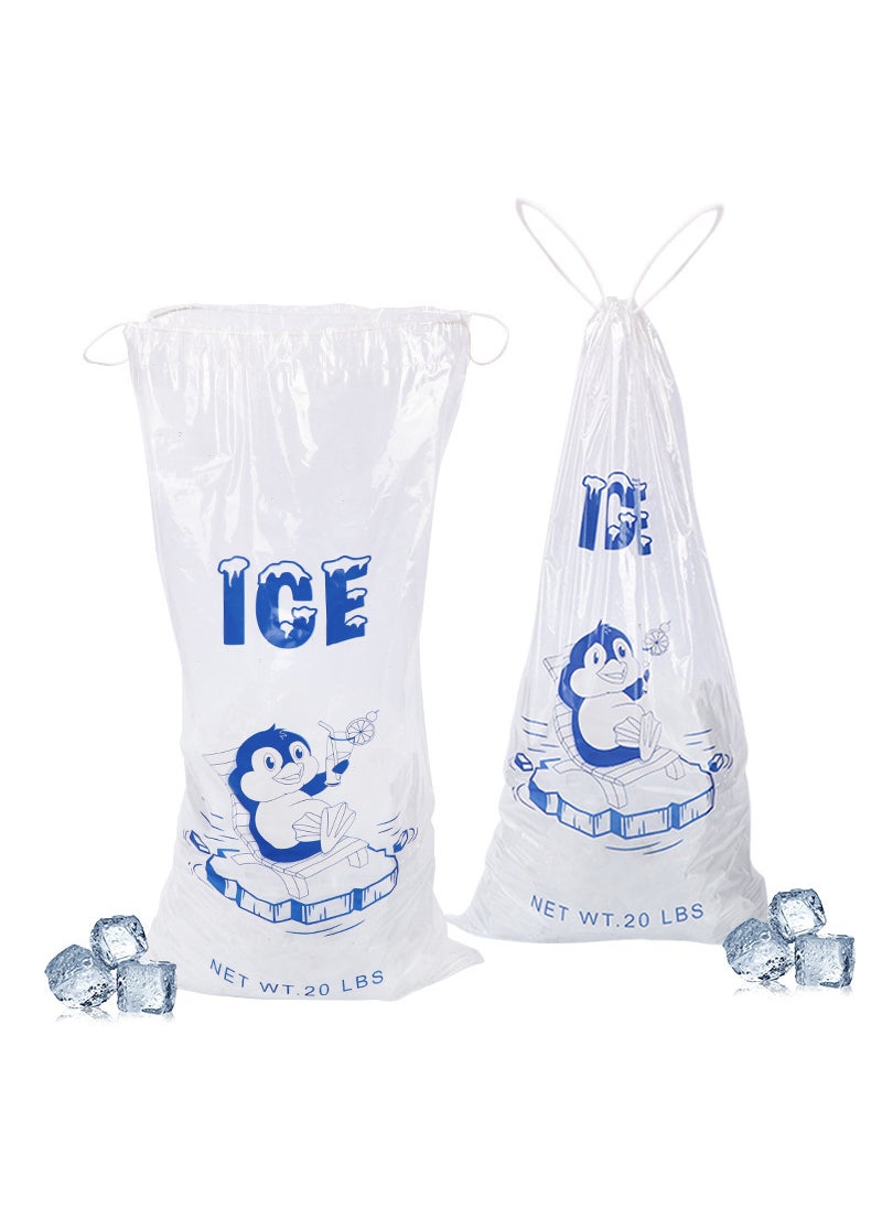 Transparent Food-Grade Ice Bag for Bar 20 pound ice pack (35.6*66+4.5)