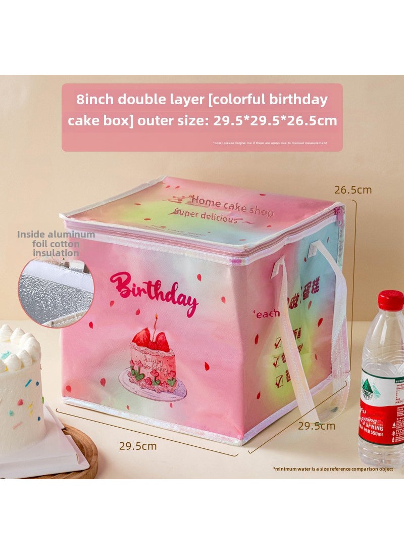 Thick Insulated Cake Carrier Birthday Deliverable 8inch three-layer thermal bag [little bear and rabbit] 1 piece