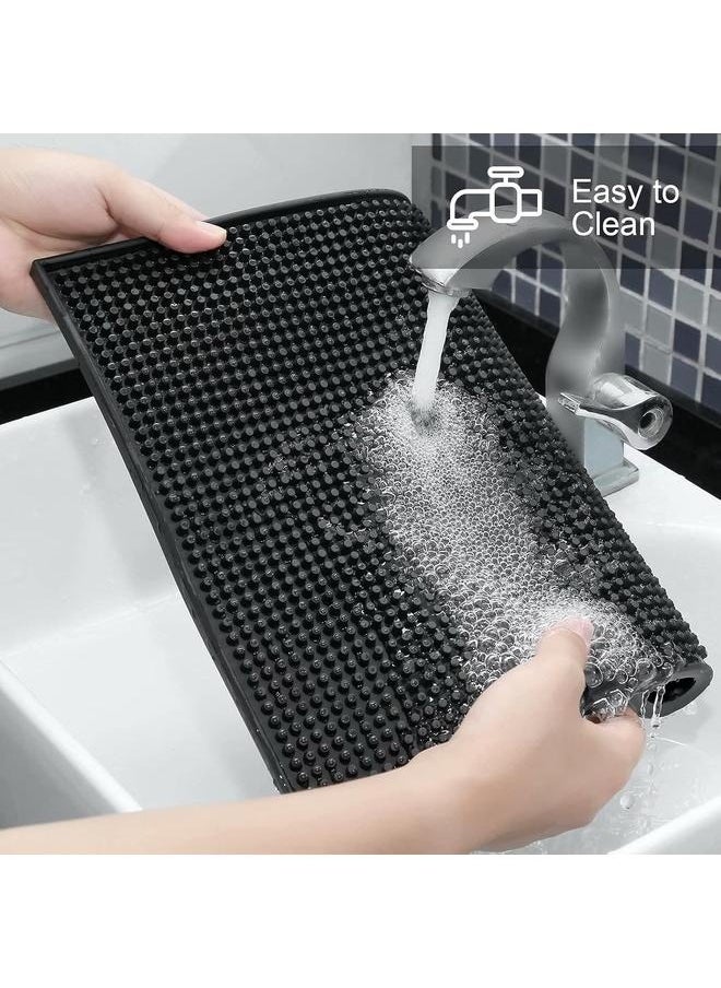 Black Mat Rubber Bar Service Spill Mat (1 pack)-Premium Bar Mat, Thick Coffee Bar Spill Mat, Slip-Free Service Mats for Coffee, Bar, Restaurants and Home, Dish Drying Countertop Mat