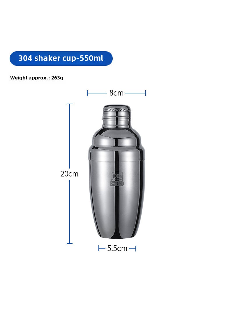 304 Stainless Steel Cocktail Shaker Set 304 Shaker-550ml-built-in non-scale actual full 450ml