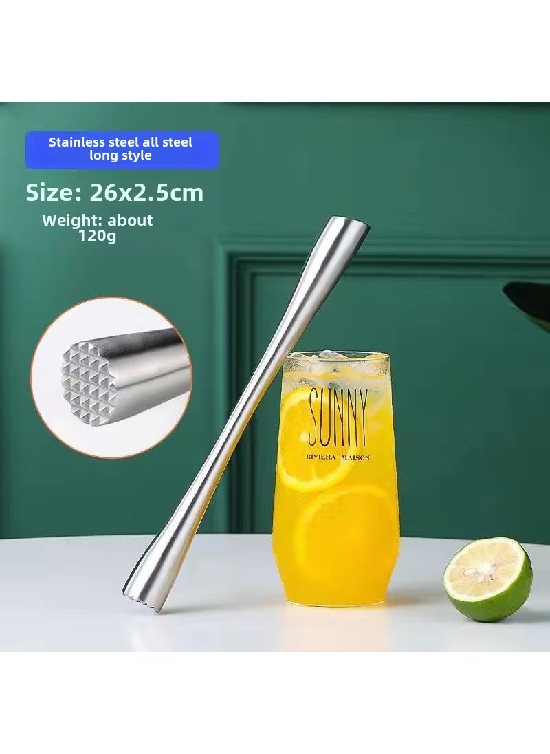 Stainless Steel Muddler Cocktail Ice Crusher 26CM all-steel Bevel