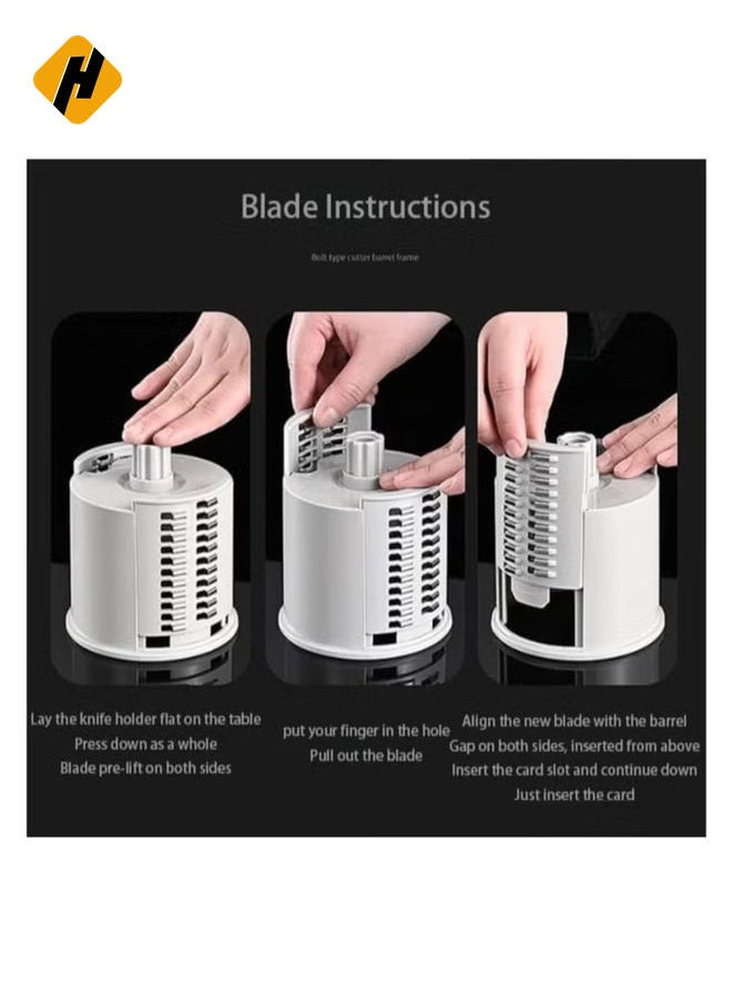 vegetable-cutter1x20 Multifunctional Vegetable Grater Fruit Vegetable Slicer Easy Clean 4 in 1 Adjustable Handheld Vegetable Slicer Spiral Drum Slicer Assorted, 1x20