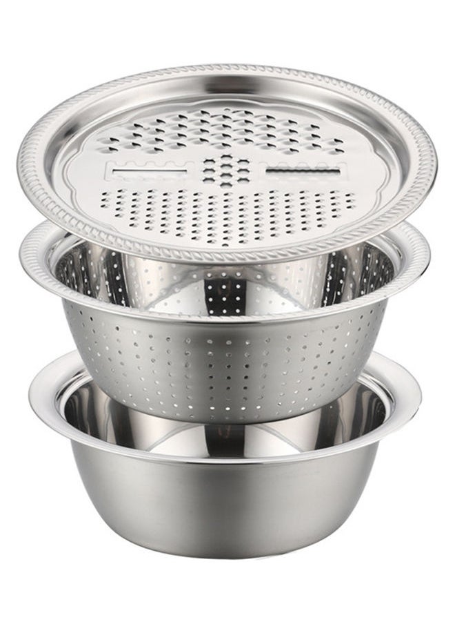 Stainless Steel Grating Basin Drain Silver 27x10.5x27cm