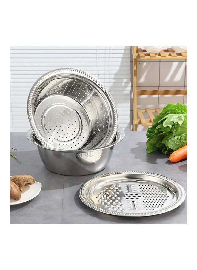 Stainless Steel Grating Basin Drain Silver 27x10.5x27cm