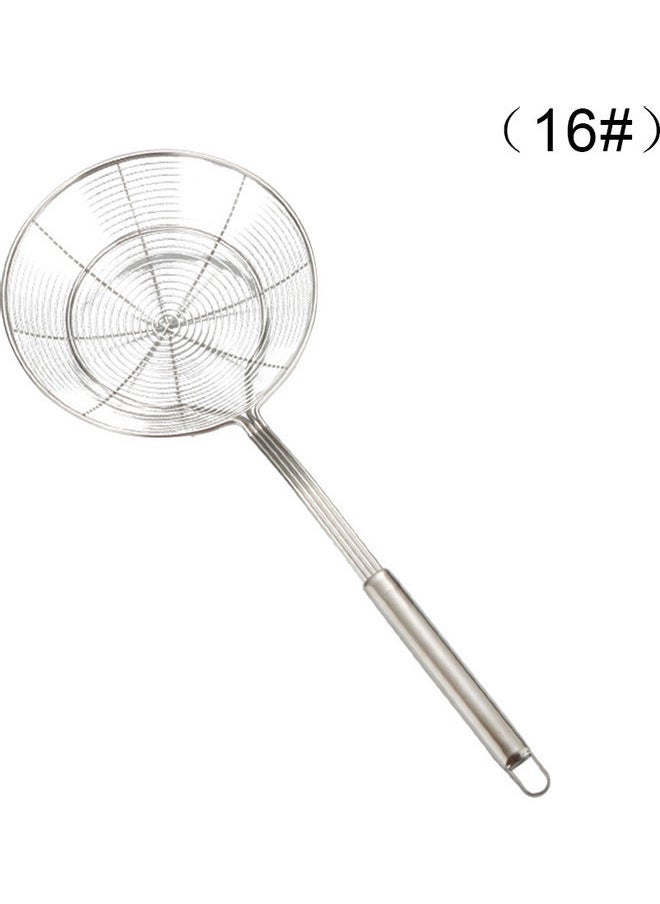 Stainless Steel Colander Oil Filter Fried Food Grid Strainer Silver