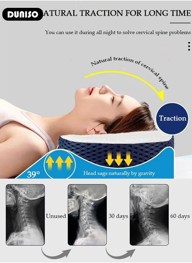 Memory Foam Neck Pillow, Adjustable Ergonomic Cervical Pillow for Sleeping, Shoulder Support And Pain Relief Bed Pillow, Orthopedic Neck Pillow with Washable Cover for Side, Back, Stomach Sleepers