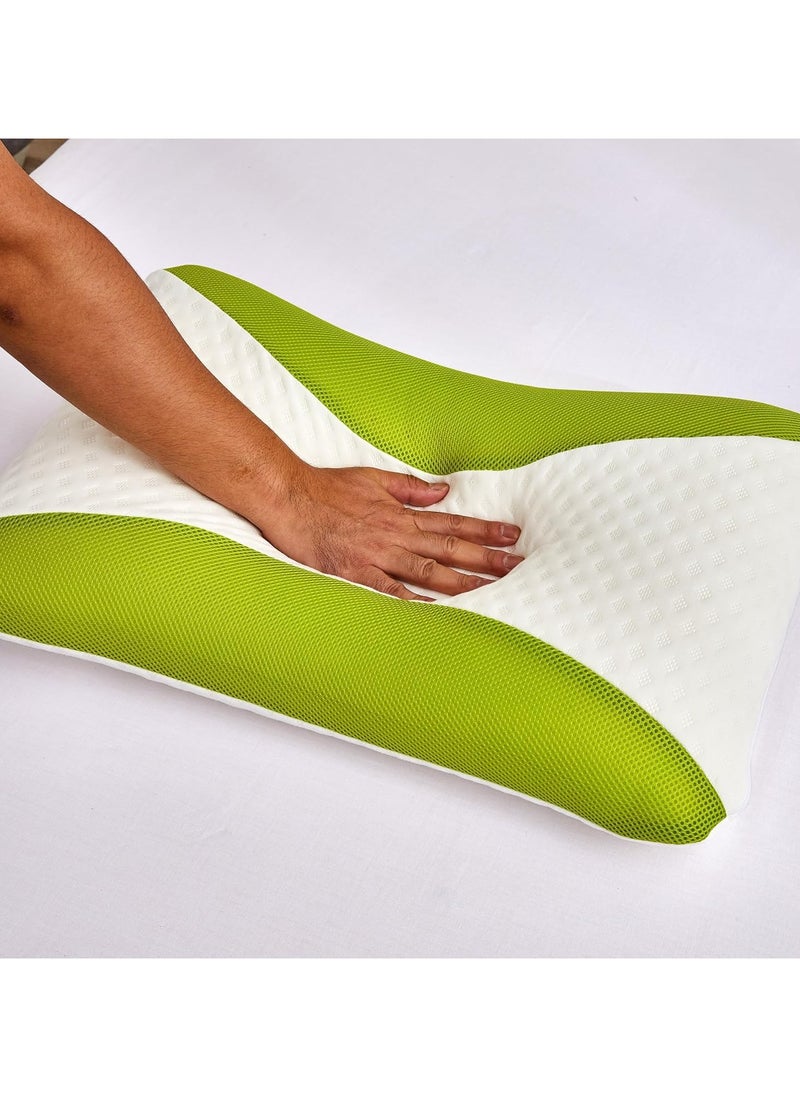 Aloe Vera Infused Memory Foam Pillow With Removable Cover - Hypoallergenic & Breathable- 60x40x12cm