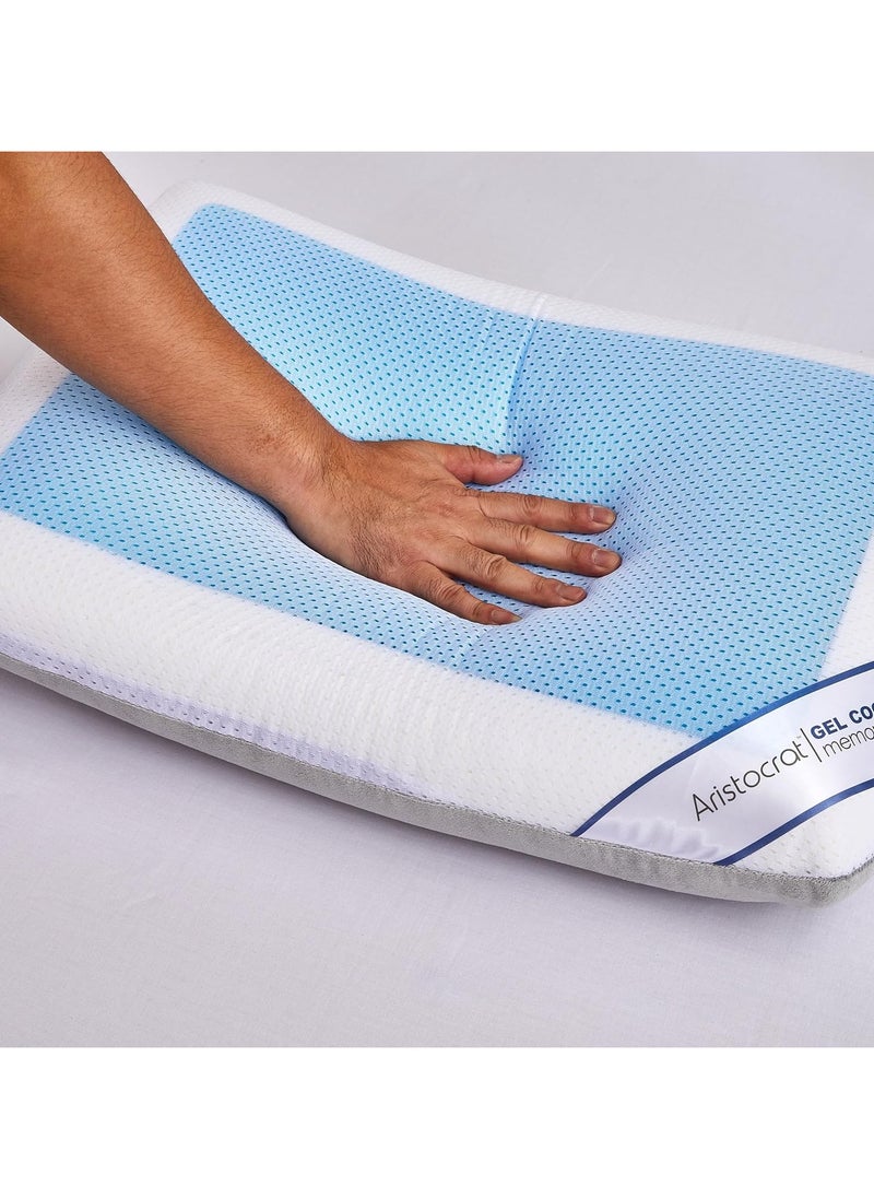 Cool Gel Deluxe Memory Foam Pillow With Cooling Technology and Removable Cover - 60x40x13 cm