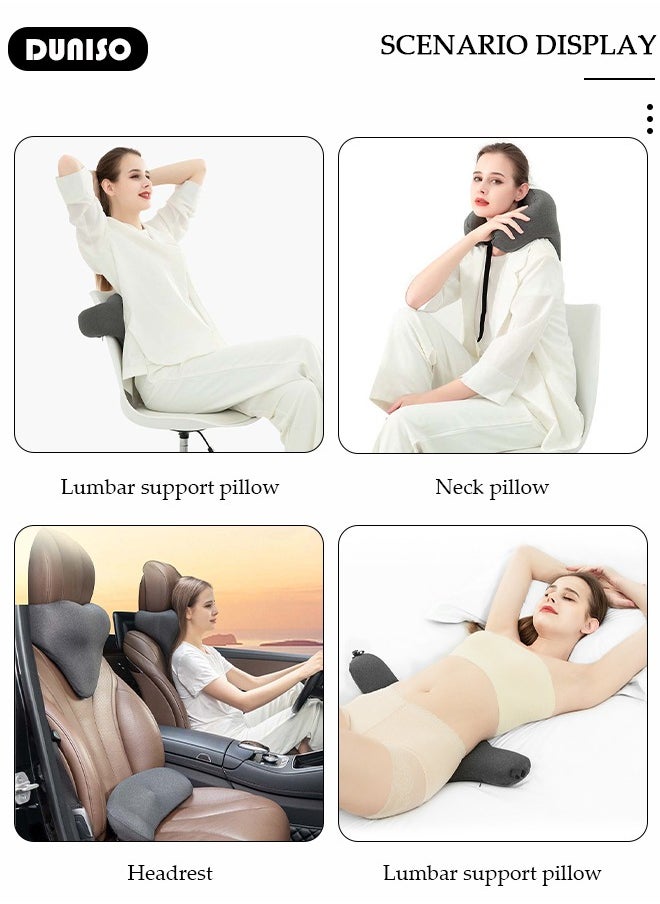 Lumbar Support Pillow, Ergonomic Back Support Memory Foam Lumbar Pillow with Removable and Washable Cover, Portable Breathable Back Pillow for Pain Relief, Lumbar  Sleeping Pillow for Bed, Office Chairs, Car Seats