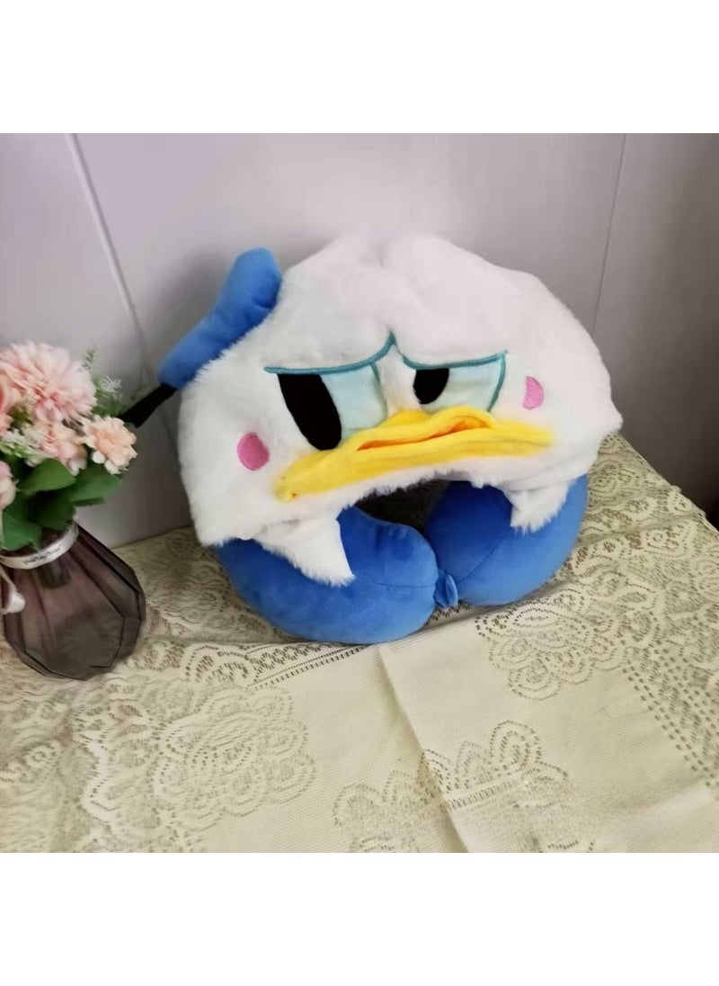 Cute Plush Hooded Neck Pillow Angry Duck U-shaped Travel Cushion Angry Duck