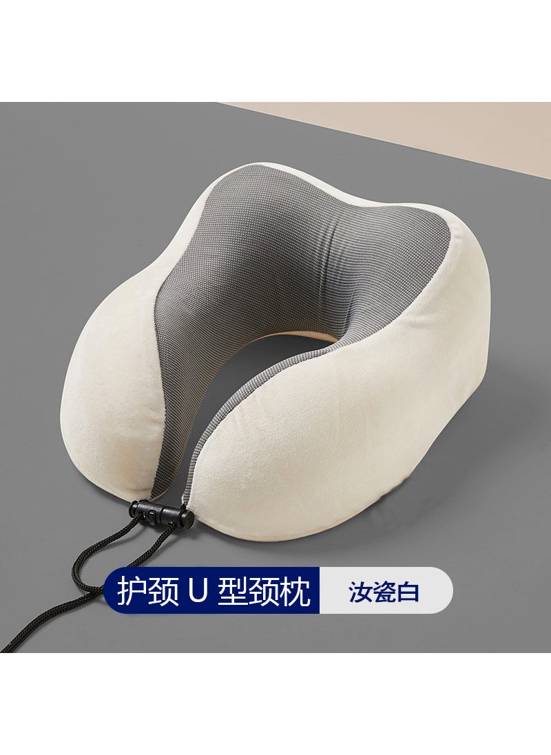 Travel Neck Pillow Slow Rebound Memory Foam Ru porcelain white