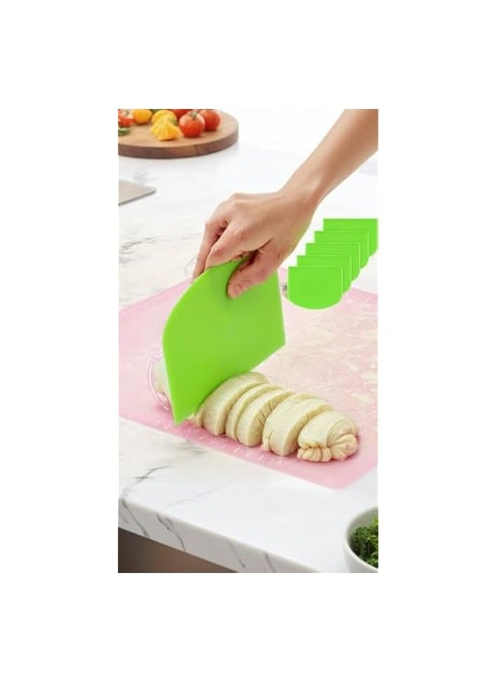 Green Dough Bowl Tools - 5pcs Dough Spatulas for Baking & Cooking: Pastry, Cake, Bread, Pizza - Multi-Function Plastic Scraper Set - Kitchen Essential for Precise Dough Handling