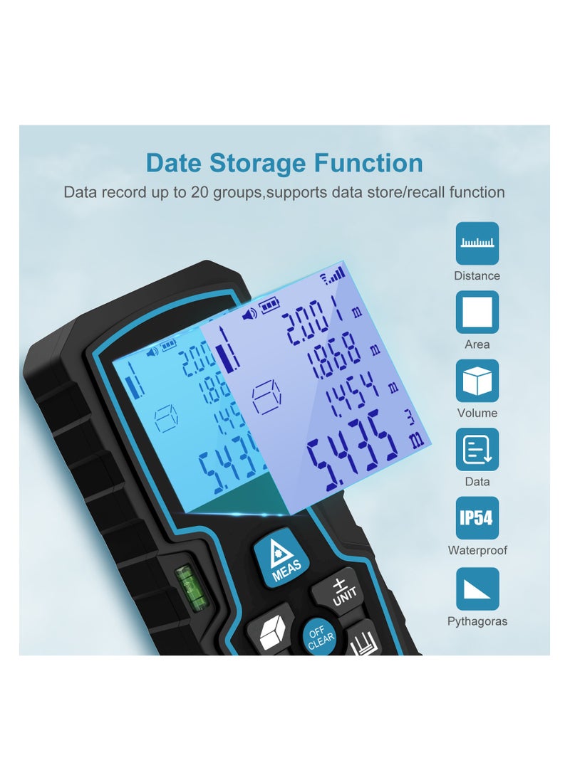 STANEW Laser Measure 100M,Digital Laser Distance Meter, Super Long Battery Life, M/in/Ft Unit Switching Backlit LCD and Pythagorean Mode, Measure Distance, Area and Volume