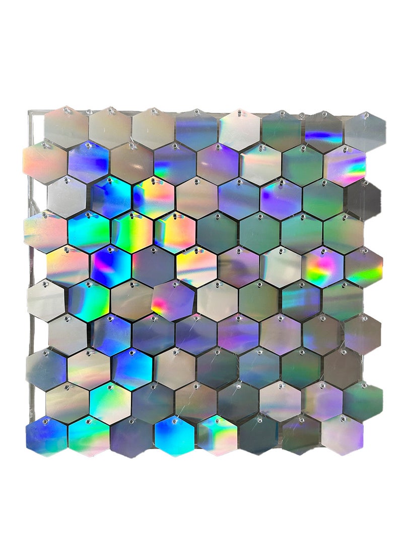 Sequin Wall Panels for Party Decor Jx-1244 colorful silver-hexagon