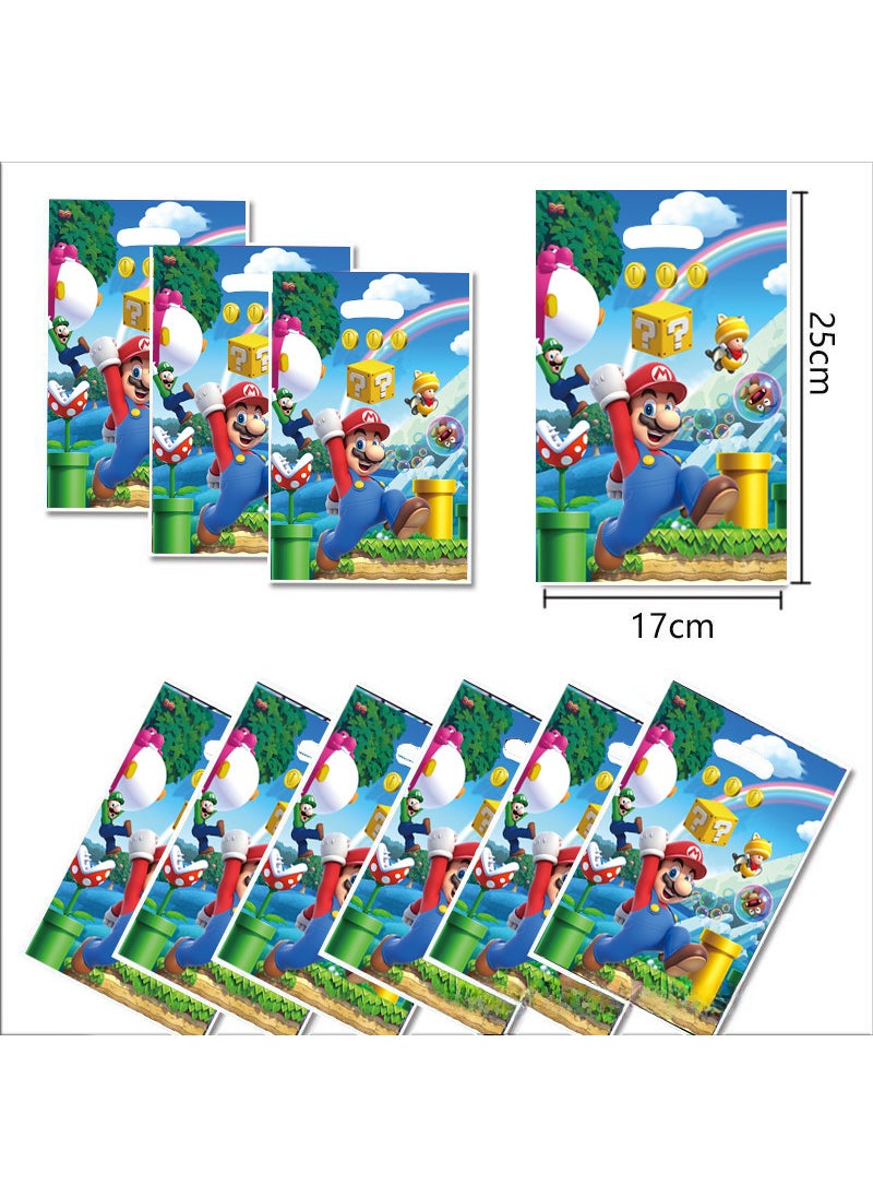 New Blue Mario Theme Birthday Party Decor Gift Bag 10p-Blue Mario