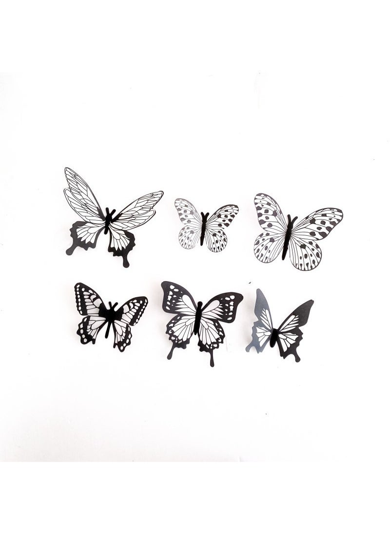 Butterfly Birthday Cake Toppers Elegant Mothers Day Decor Thin black butterfly set (with wire)