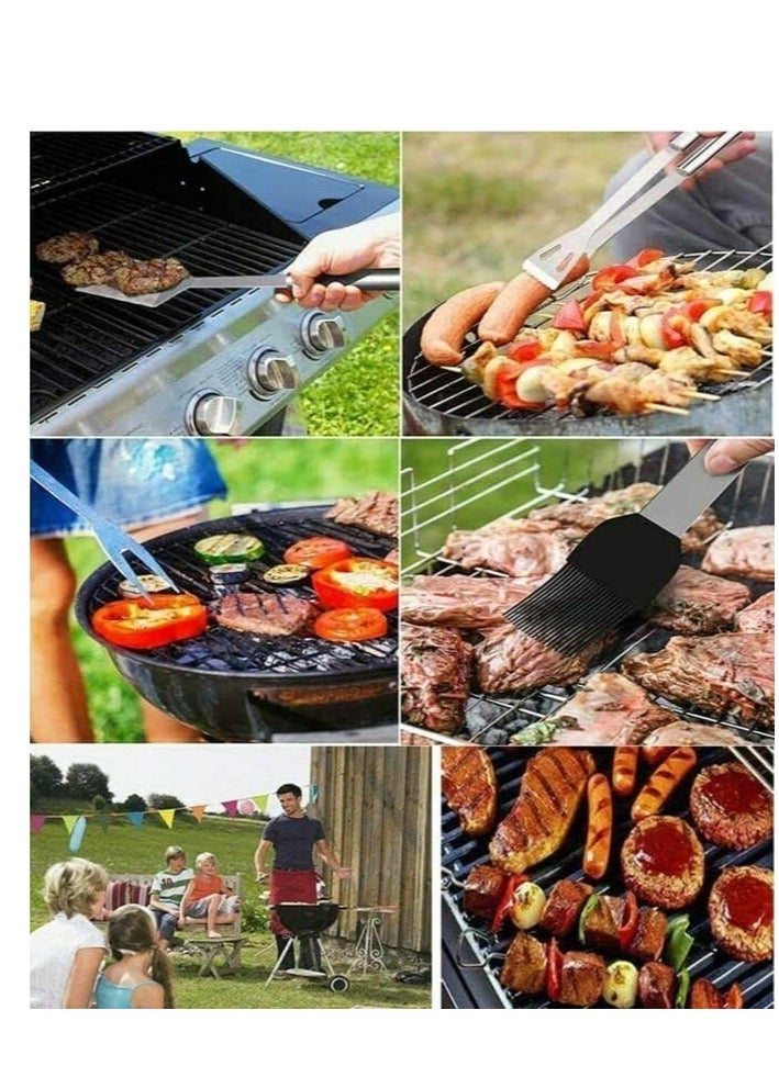 9PC Stainless-steel BBQ Grill Tool Set with Knife Brush Fork Spatula, Barbecue Accessories Kits with Carry Bag(grill tool)