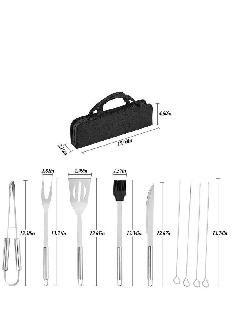 9PC Stainless-steel BBQ Grill Tool Set with Knife Brush Fork Spatula, Barbecue Accessories Kits with Carry Bag(grill tool)