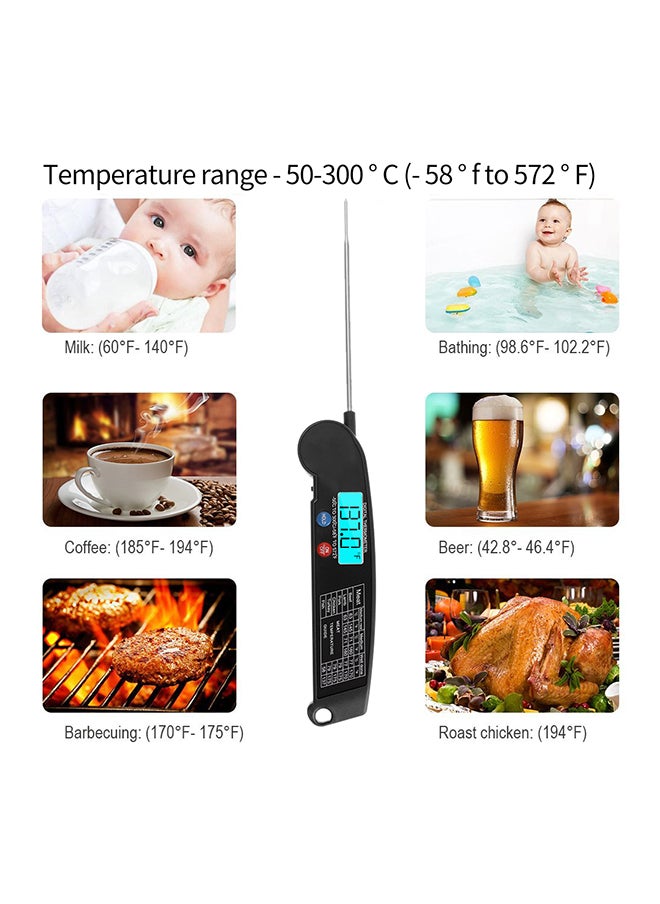 Digital Instant Read Meat Thermometer Black 20.00x1.50x7.50cm