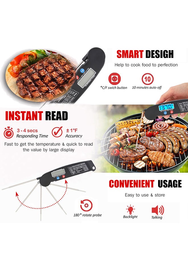 Digital Instant Read Meat Thermometer Black 20.00x1.50x7.50cm