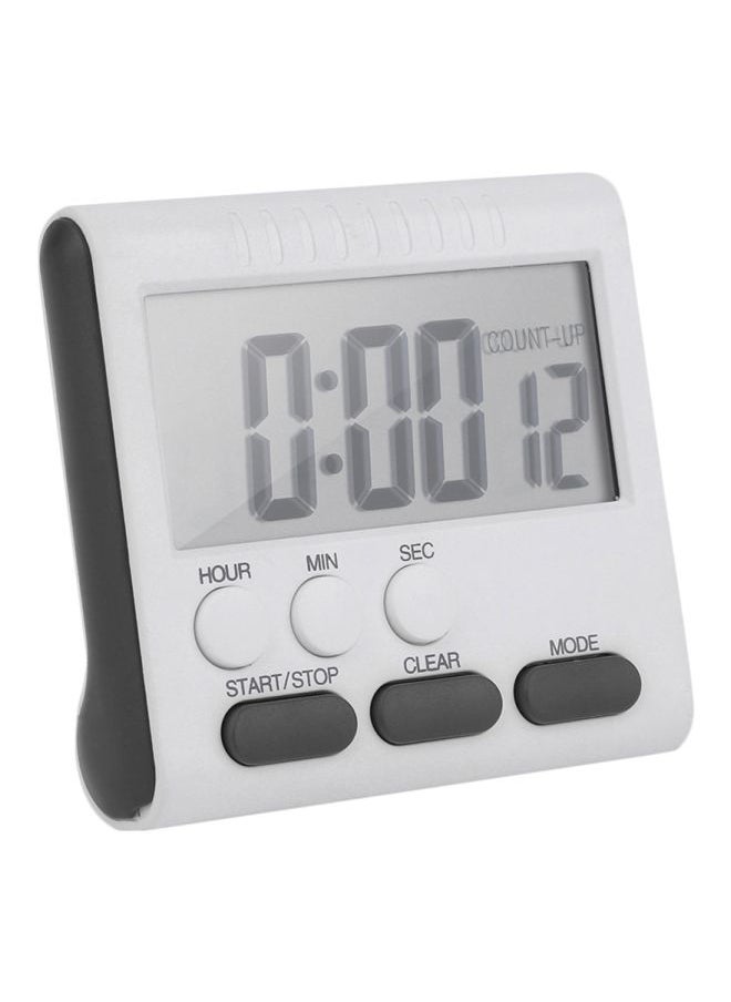 Multifunctional Kitchen Timer White/Black 7.5x7x1.5centimeter