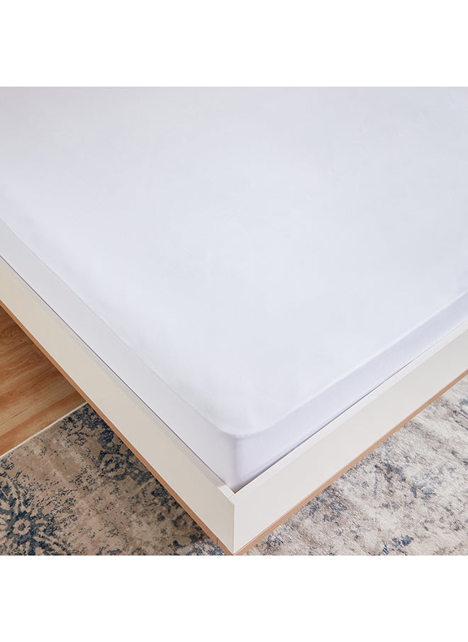 White Haven Pori Sateen Cotton Super King Fitted Sheet 200 x 33 x 200 cm White