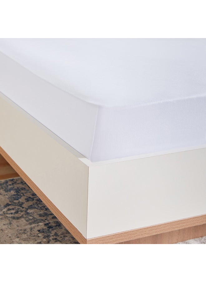 White Haven Pori Sateen Cotton Super King Fitted Sheet 200 x 33 x 200 cm White