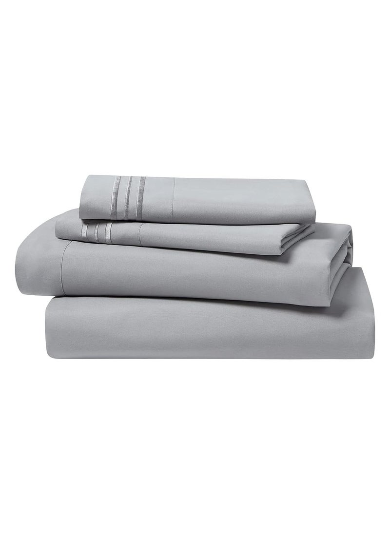 4-Piece King Bed Sheet Set with Deep Pockets –  Bedding Set, Ultra-Soft Sheets & Pillowcases, Silver Gray