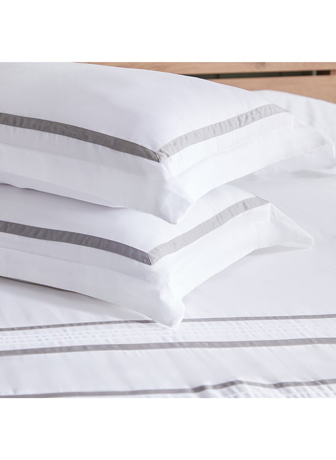 White Haven Voul 5-Piece Stripe Cotton King Comforter Set 220 x 240 cm