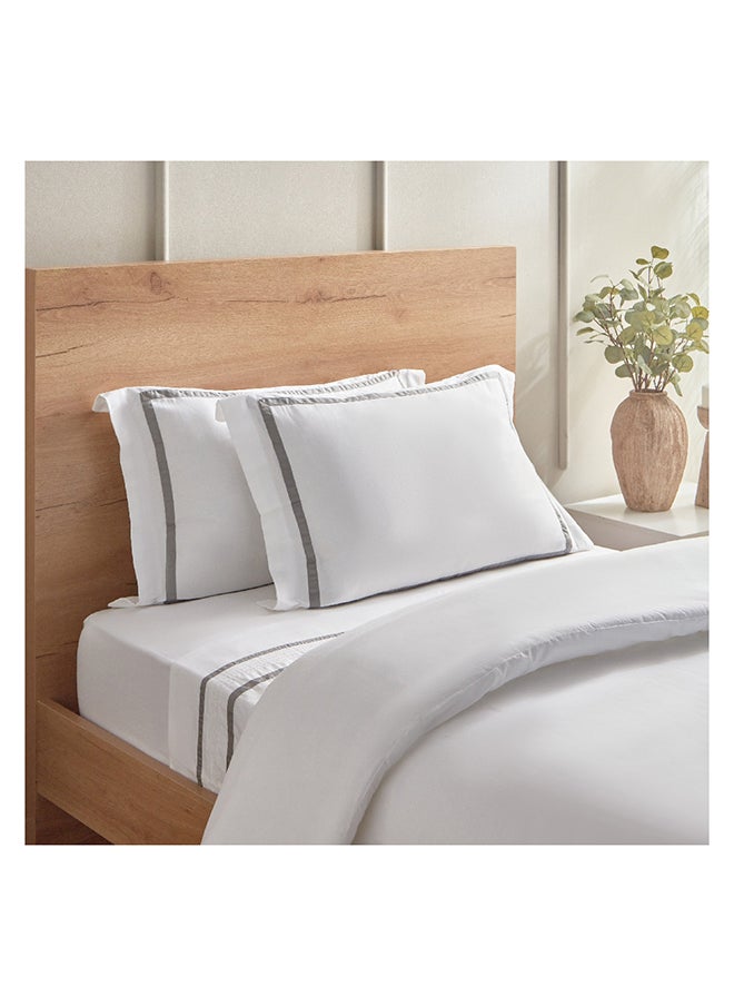 Grande Affordables White Haven Voul 3-Piece Twin Striped Cotton Comforter Set 220 x 160 cm