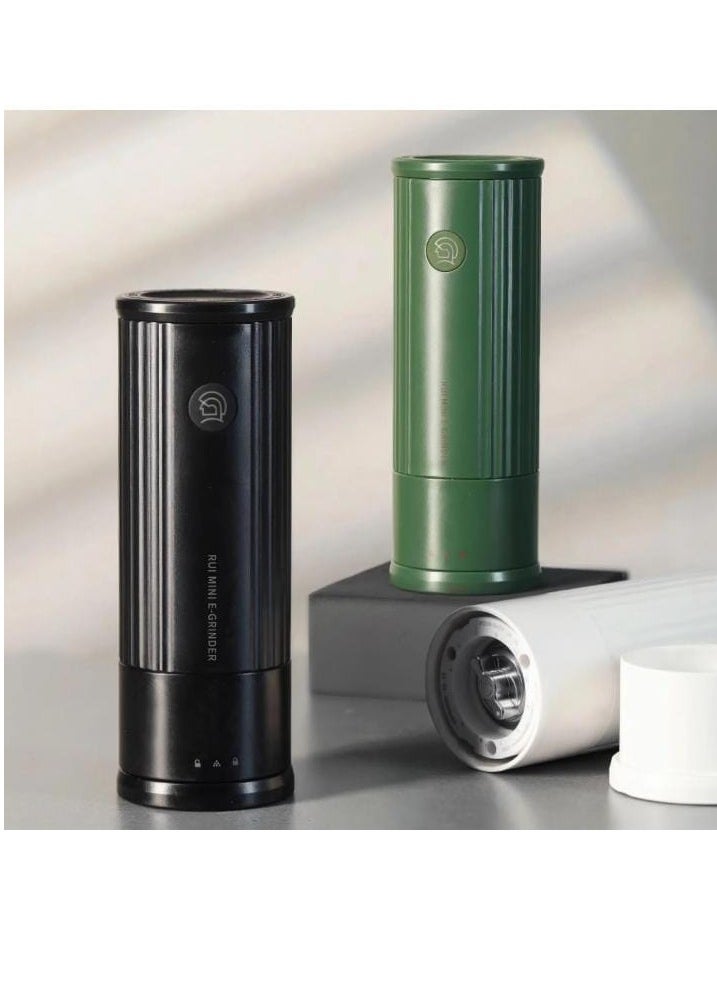 ZeroHero Mini RUI Portable Coffee Grinder - Rechargeable, Compact, Lightweight, 18g Capacity, Durable Titanium Plated Stainless Steel, Precise Grinding for Espresso & Pour-Over - Black/White/Green