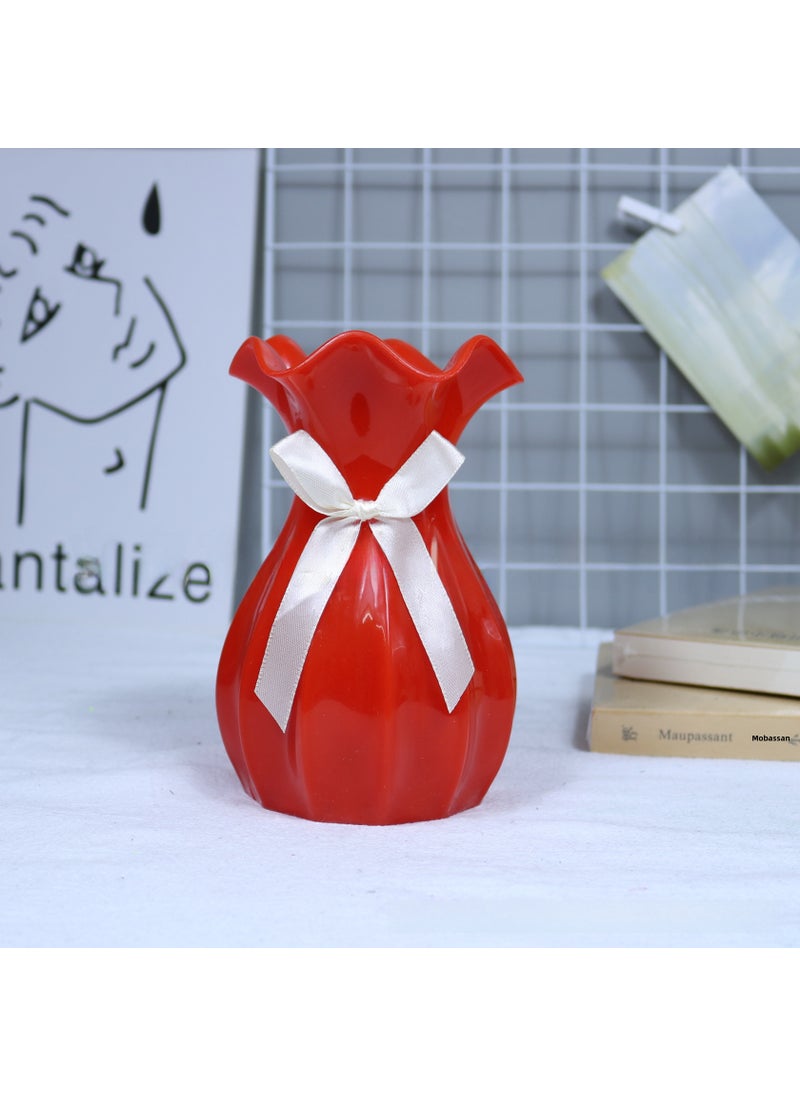 1 x 5 pcs Modern European Style Plastic Flower Pot Red