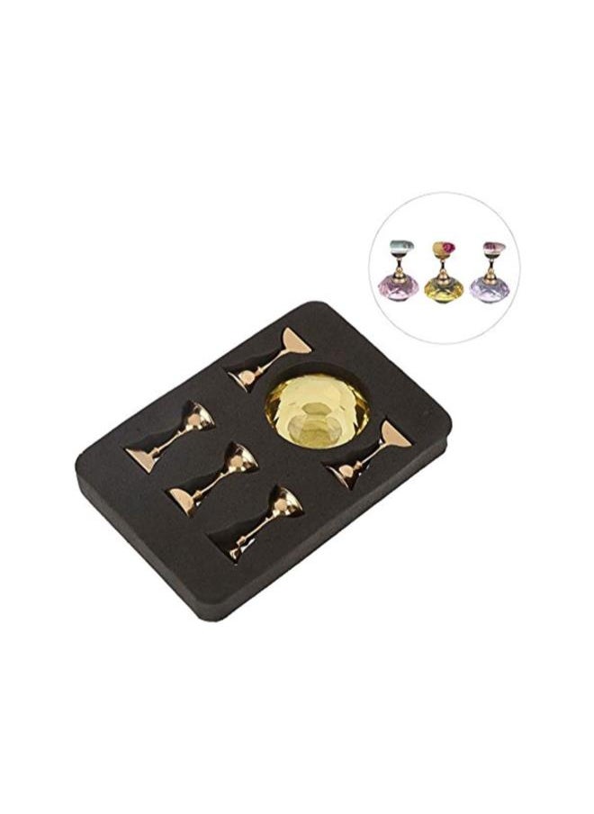 Magnetic Nail Tip Oval Crystal Practice Stand Base Alloy Holder Nail Art Display Stand(Yellow)