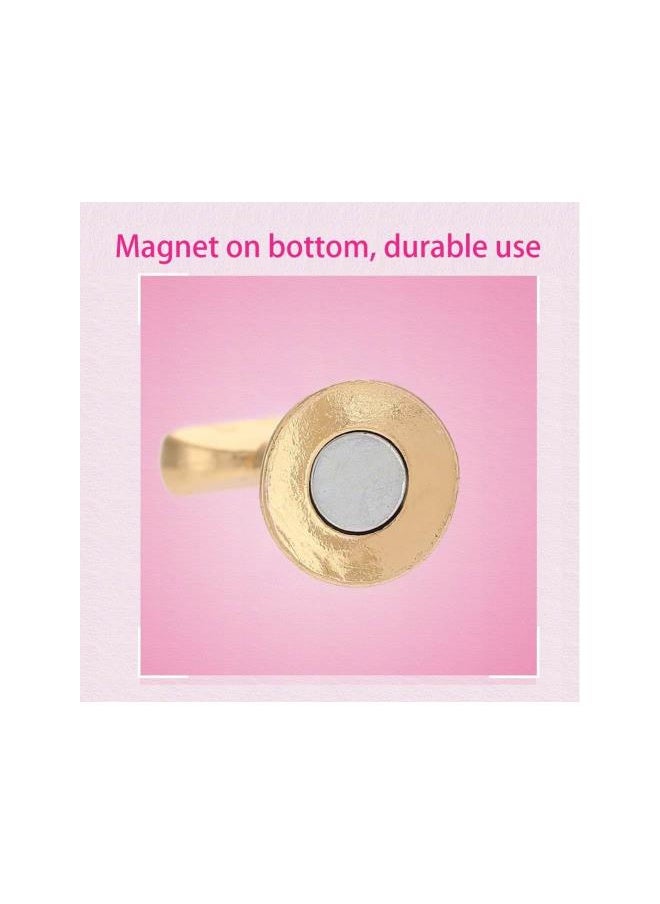 Magnetic Nail Tip Oval Crystal Practice Stand Base Alloy Holder Nail Art Display Stand(Yellow)