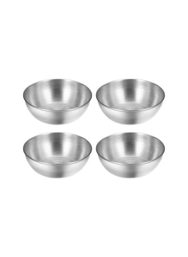 4pcs Stainless Steel Sauce Dishes Round Seasoning Dishes Sushi Dipping Bowl Saucers Bowl Mini Appetizer Plates Seasoning Dish Saucer Plates 3.15 Inch