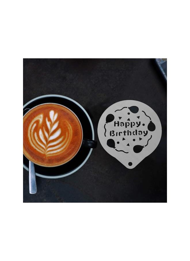 Stainless Steel Christmas Coffee Art Stencil Barista Cake Decorating Stencil HAPPY BIRTHDAY Pattern Baking Template for Latte Cappuccino Cupcake Cookie