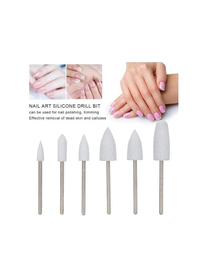 6Pcs Nail Art Grinding Head,Nail Drill Bit Nail Art Electric Manicure Drill Accessories Nail Polish Acrylic Nail Tools Dead Skin Removal Polishing Grinding Head Set Nail Care Tool(06)