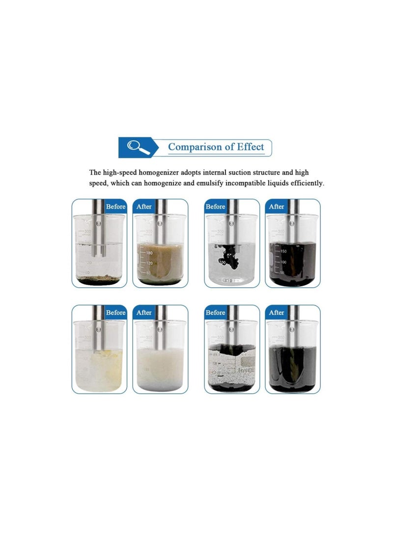 High Speed Homogenizer Lab Disperser Emulsifier 5~1000ml Speed Adjustable 6000~22000rpm w/ 2 Working Heads FSH-2A Updated Version (110V)