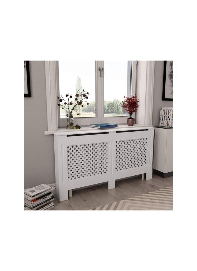 Radiator Cover, White Household Heating Radiator Cover Heating Cabinet Cover for Home and Office 59.8x7.5x32.1in