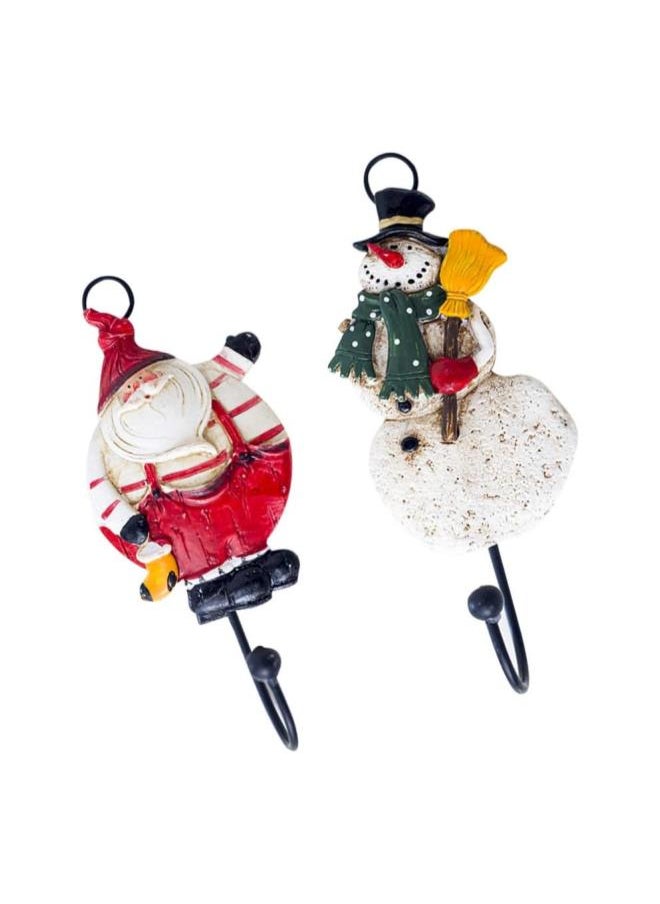 silvercnc 2pcs Christmas Decorative Hooks Hat Rack Hanger Wall Mounted Christmas Stocking Holder Towel Hooks for Hanging Keys Hats Bags Robe Entryway