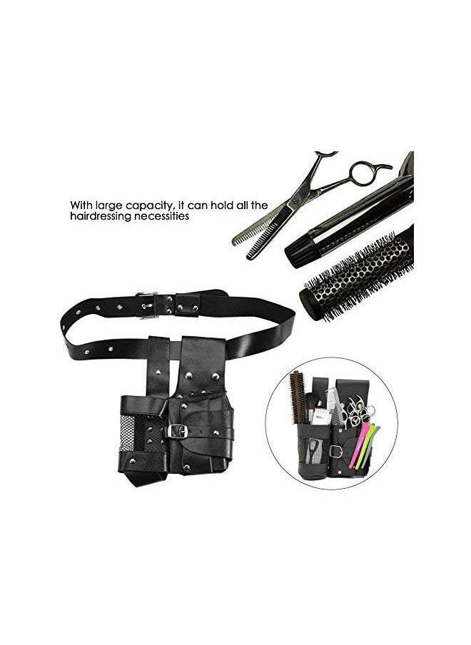 Hair Care Styling Tools Waist Bag, Salon PU Leather Hairdressing Tool Pouch Holster with Multifunction Pockets and Removable Waist Belt for Barber Scissor Comb